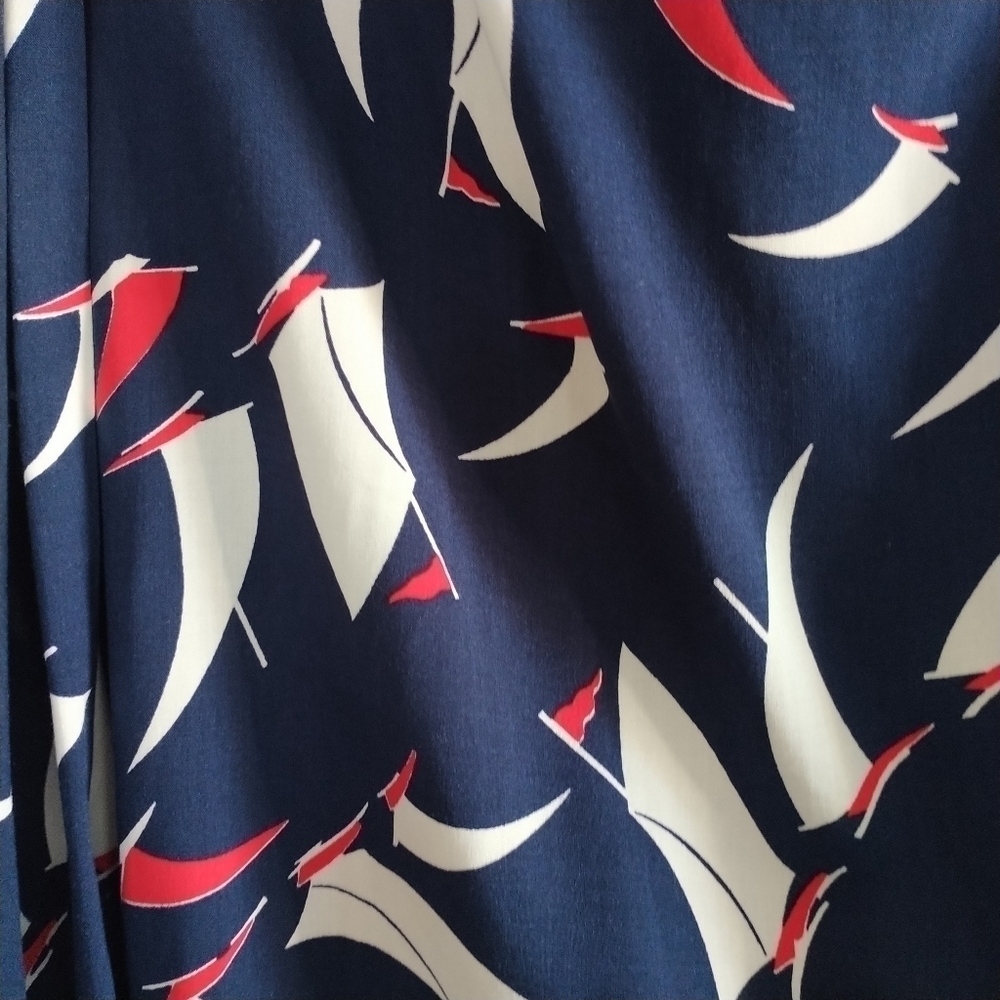 Chaps Nautical Navy Wrap Skirt L - Picture 9 of 10